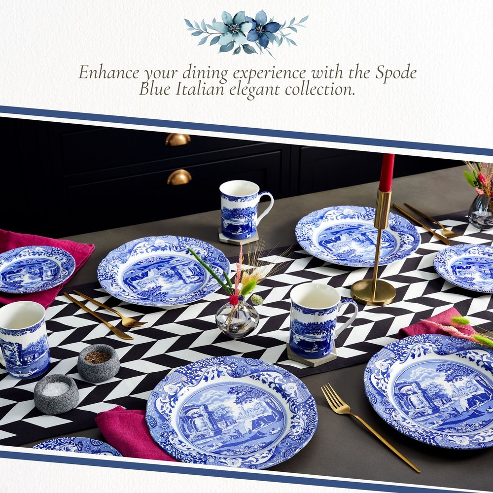 Spode Blue Italian Collection 12 Piece Dinnerware Set, Fine Earthenware