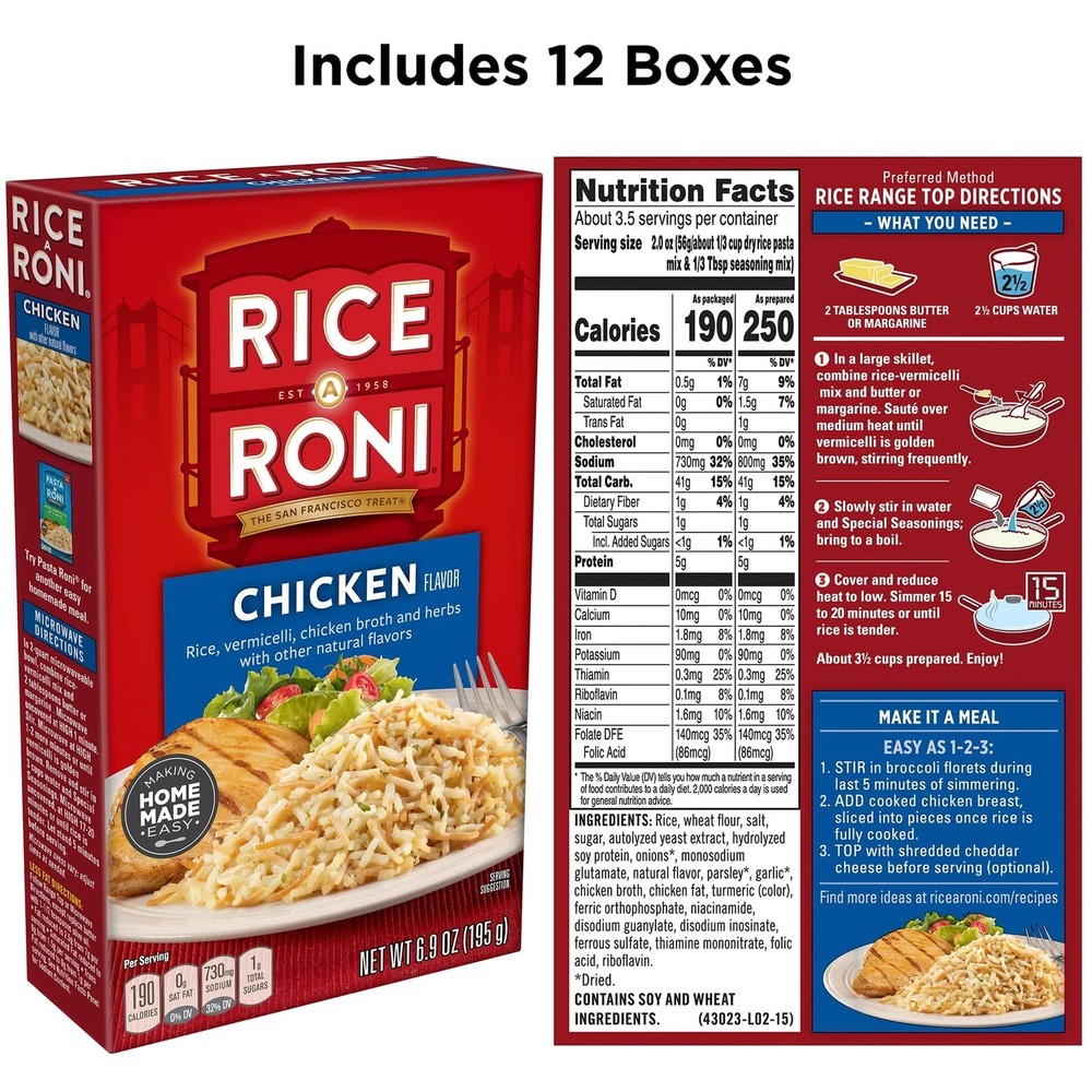 Quaker Rice A Roni Chicken 6.9Oz Boxes 12 Pack