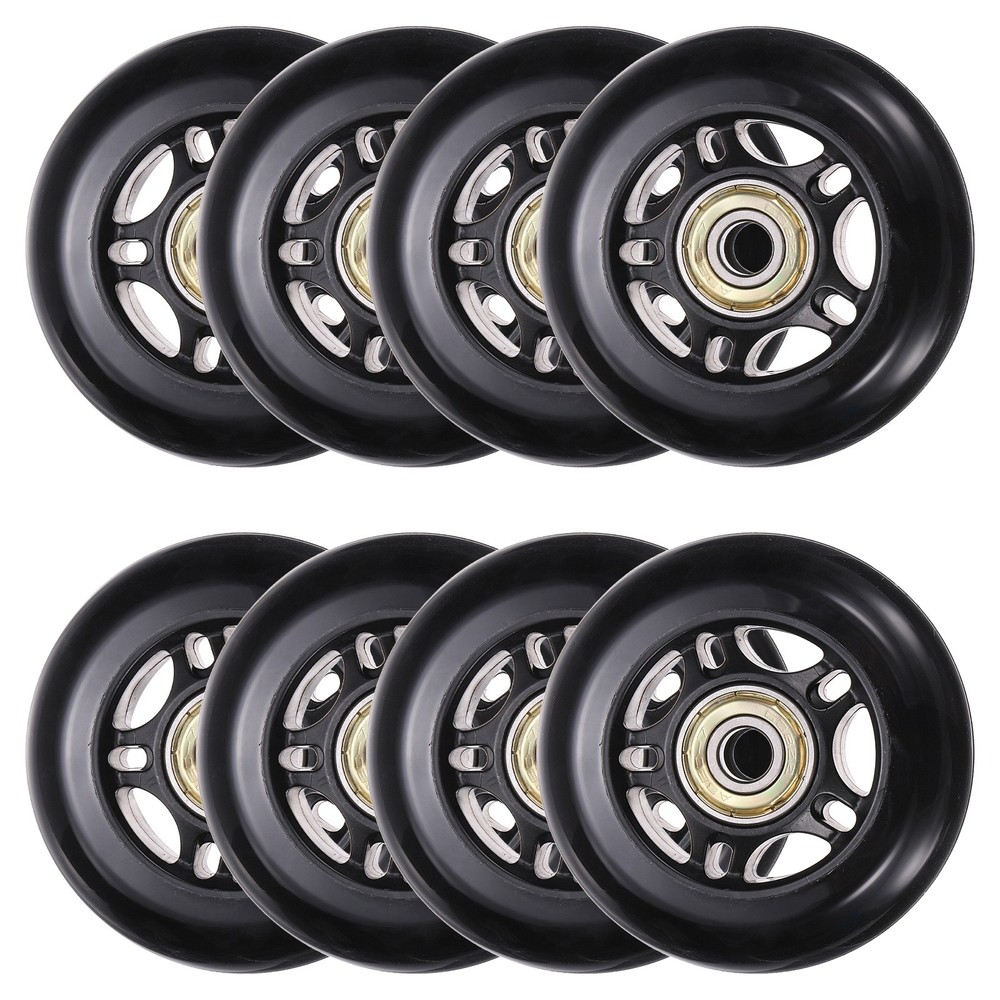 Inline Skate Wheels with Bearings, Roller Skate Wheel (68mm, 8Pack, Black)