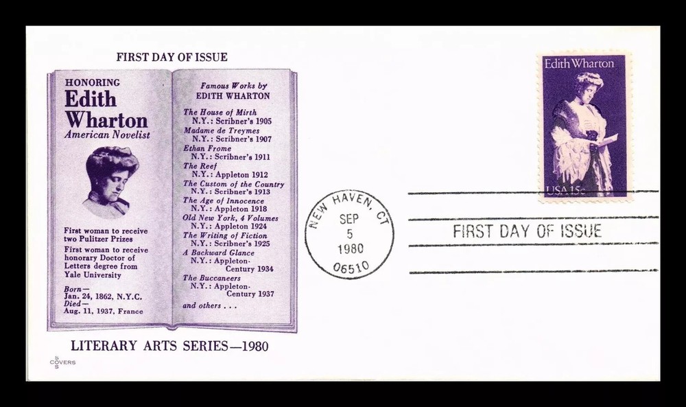 NOVELIST EDITH WHARTON 1980   SOS CACHET FDC VF UNADDR