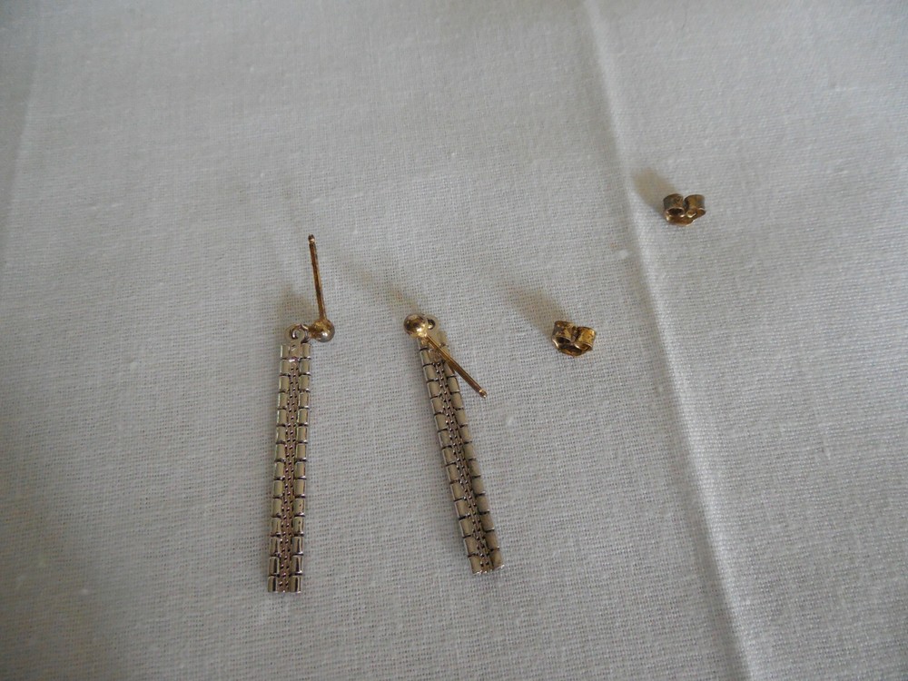 Sterling silver textured mixed metal dangle post earrings