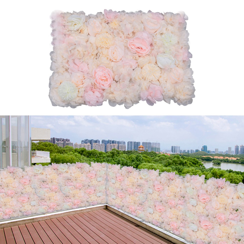 6x 60x40cm Silk Rose Artificial Flower Wall Panel Wedding Backdrop Decoration