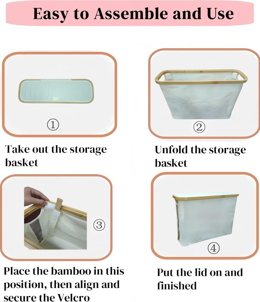 Versatile Toilet Paper Storage for Bathroom Bamboo Lid, Foldable Stackable