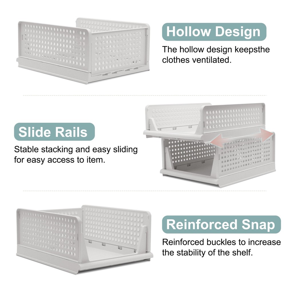 Goderewild Stackable Foldable Storage Baskets, Folding Storage Bins, Closet O...