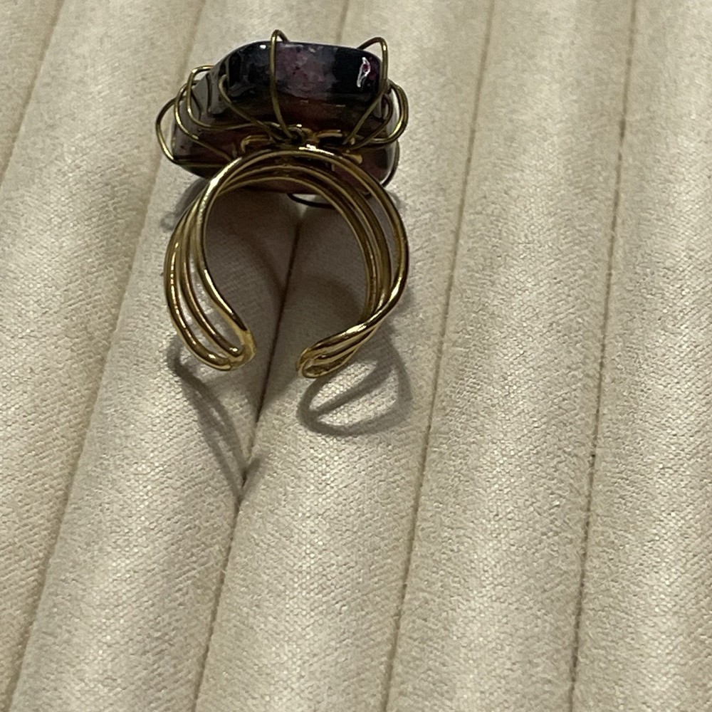 Wire Wrapped Fluorite Ring - Adjustable - Smooth