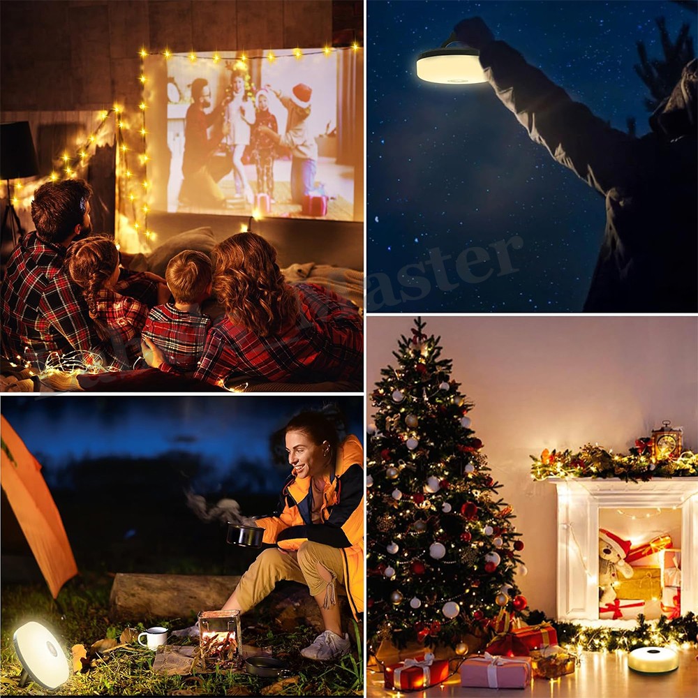 Portable LED Camping String Lights USB Rechargeable Stowable Tent Lamp Lantern