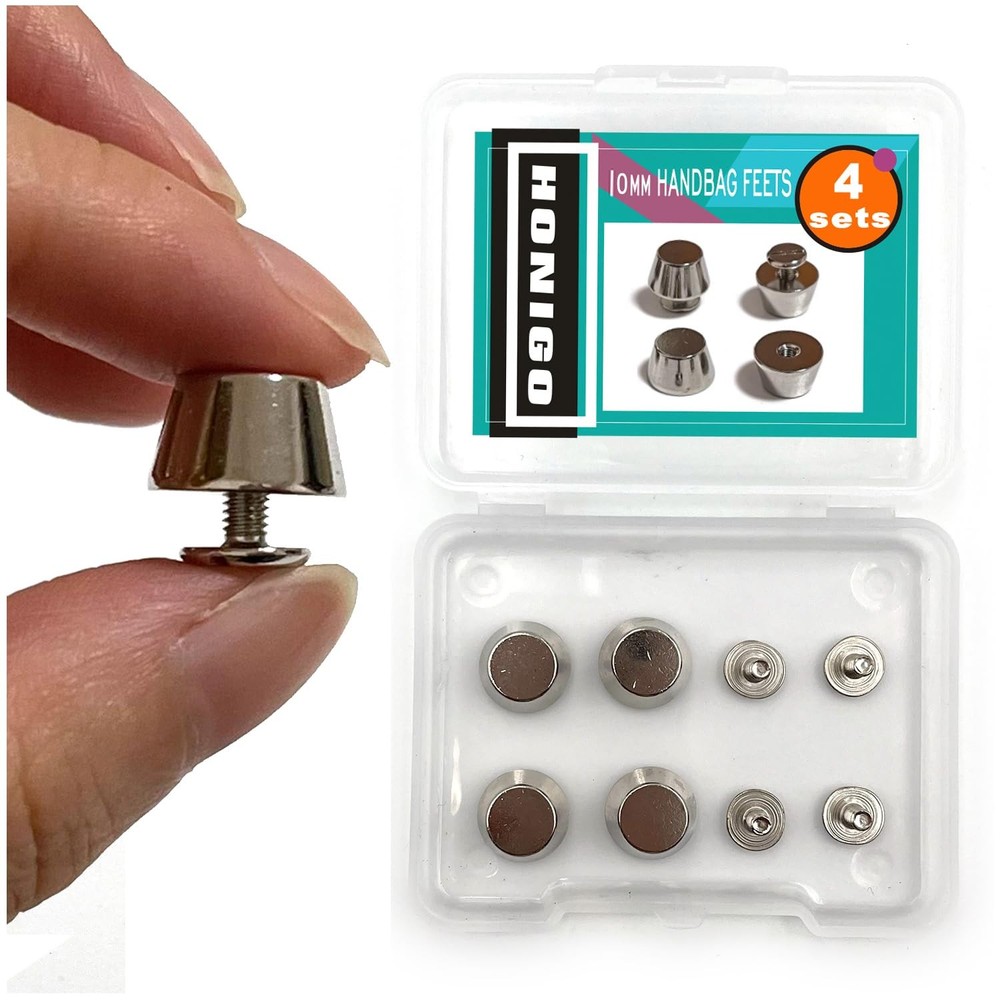 Honigo 4 Pack Silver Rivets Stud Handbag Flat Head 10mm-Silver 4 Pack,