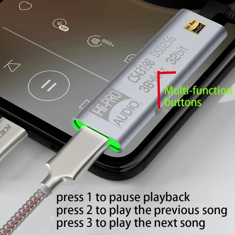 Headphone Amplifier CS43198 DSD64-258 Decoding Dongle USB C Decoding 32Bit