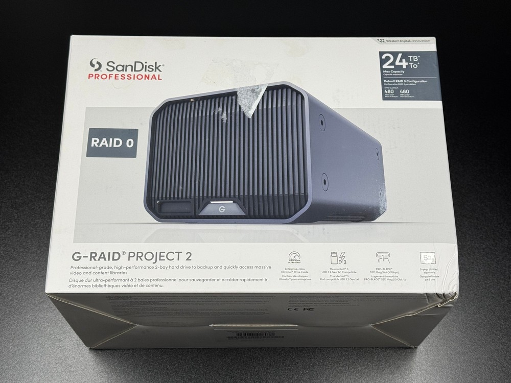 SanDisk Professional G-RAID Project 2 - 24TB External Hard Drive w Thunderbolt 3