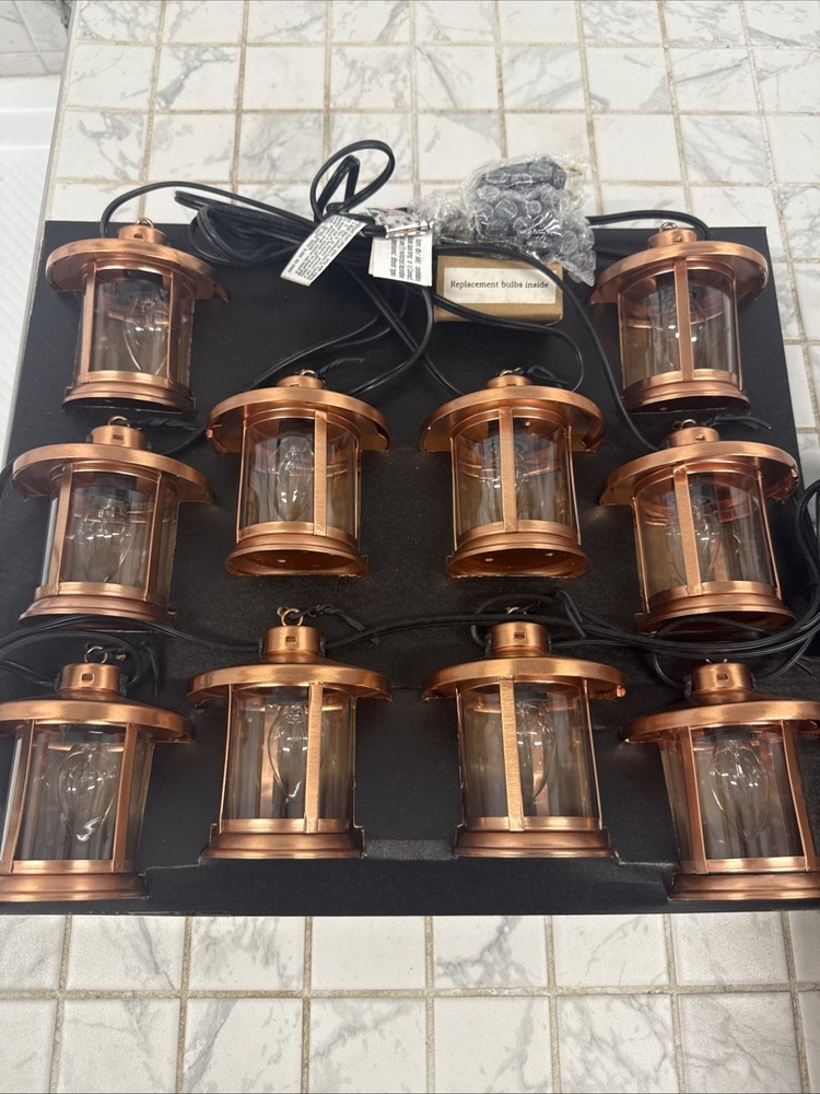 Costco Round Metallic Copper Lantern String Lights NIB