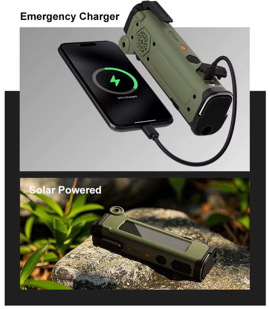 High-Quality All-in-One Solar Rechargeable Emergency Multi-Tool Light