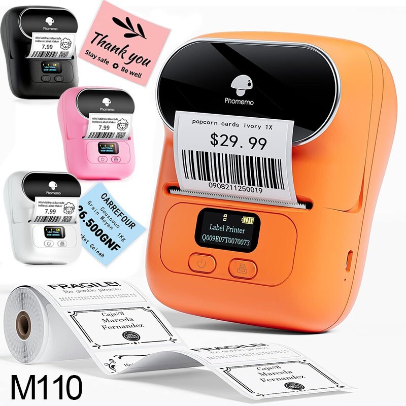 Phomemo M110 Thermal Label Makers Barcode Bluetooth Portable Sticker Printer LOT