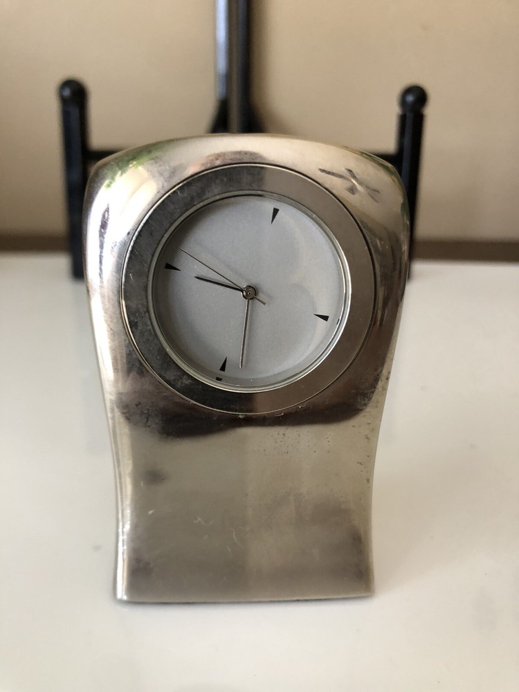 Vintage Brush Silver Heavy Torso Desk Clock