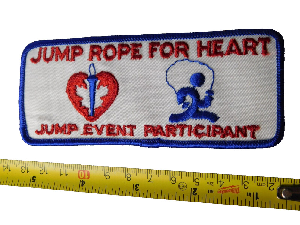RED CROSS VINTAGE PATCH JUMP ROPE FOR HEART EVENT PARTICIPANT MEMBER BADGE