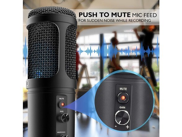 Pyle USB Plug & Play Computer Microphone, For Podcast Gaming & Streaming, Black