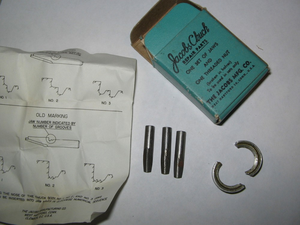 Jacobs Chuck Nut & Jaws Kit, Part # U0, Model # 0 & 0B, NOS