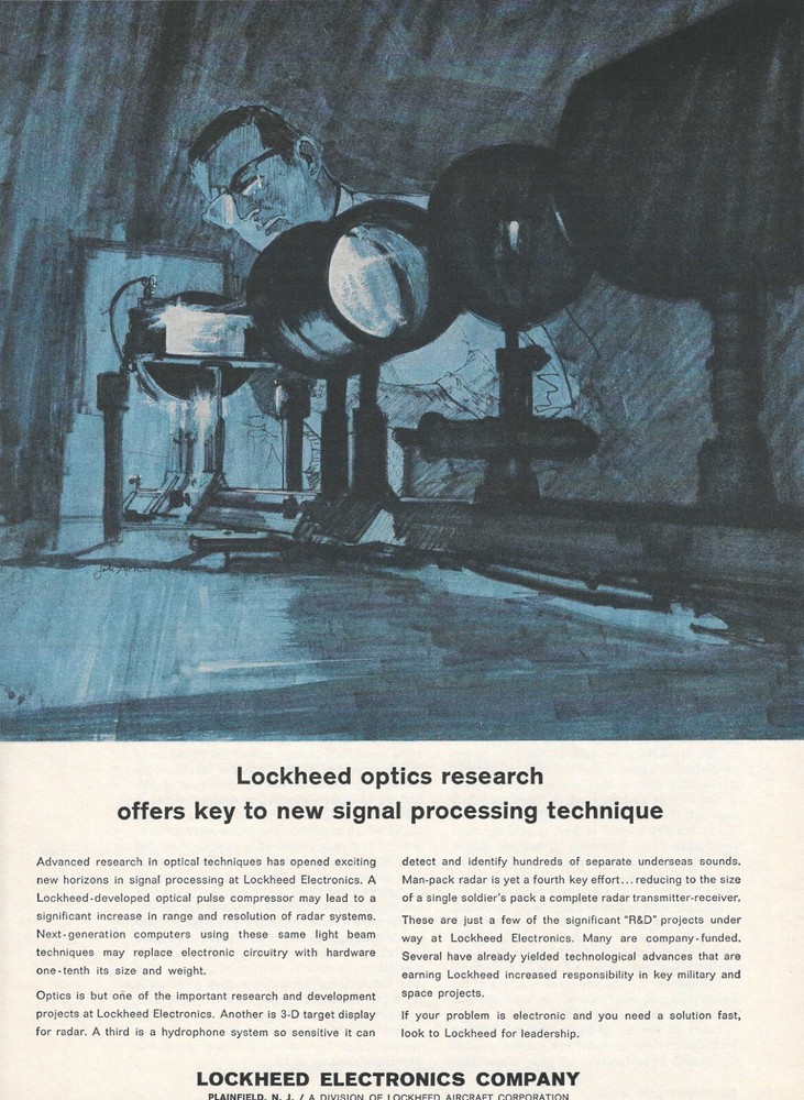 1964 Lockheed Electronics Print Ad ~ Radar ~ Optics~ Space Race ~ Cold War