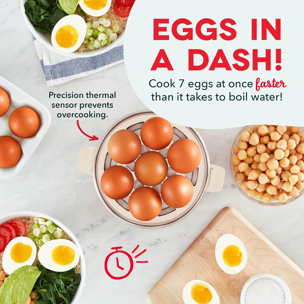 Electric Egg Cooker, 7 Egg Capacity, for Hard Boiled, Poached, Scrambled Eggs, O