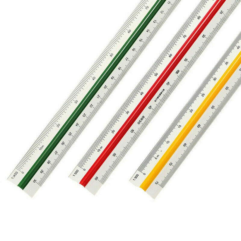 Triangular Scale Ruler 30cm/12" Solid Plastic Metric Architect Engineers