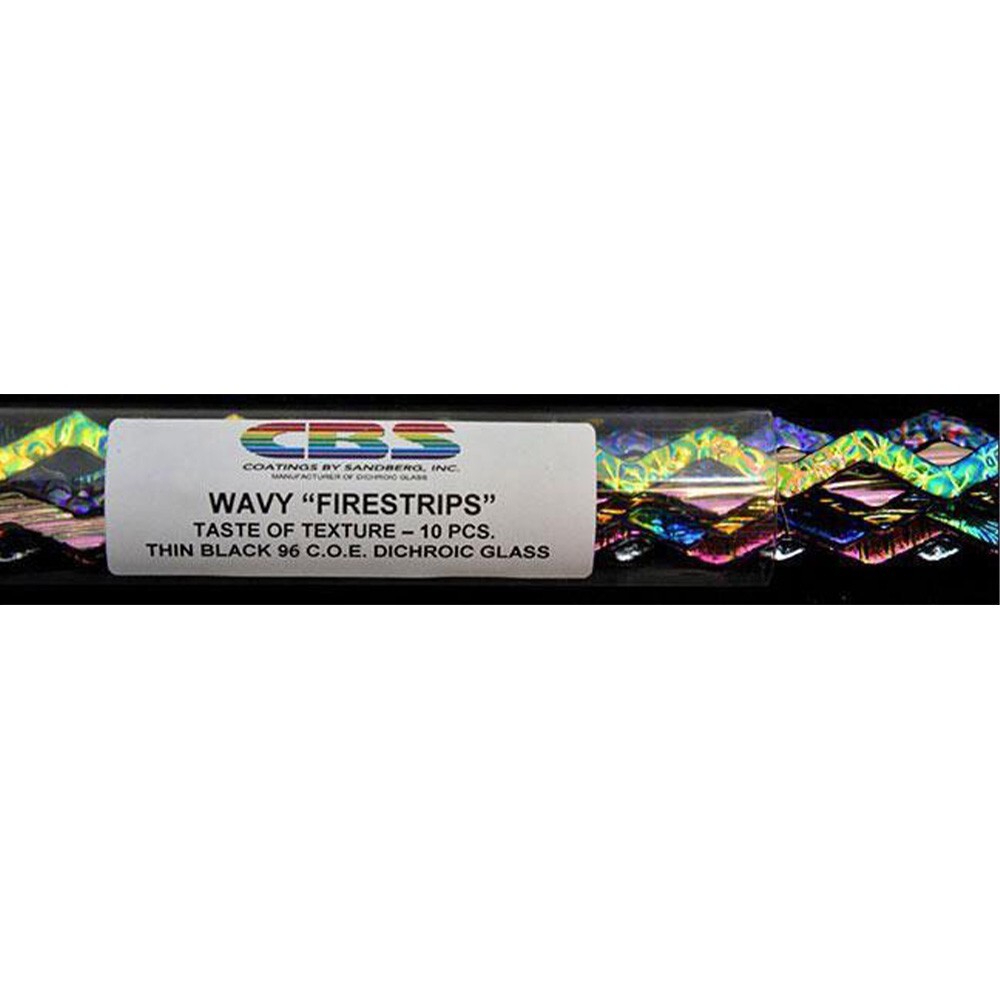 6mm Texture Dichroic Firestrips On Black 10 Piece Assortment - 96 Coe