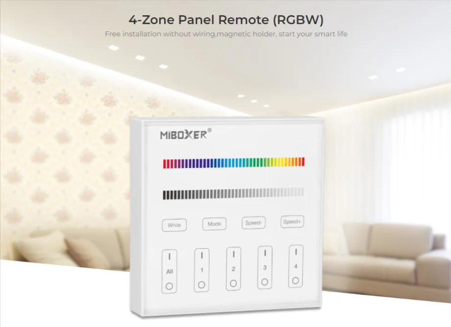 Miboxer 4-Zone Panel Remote (RGBW) Black