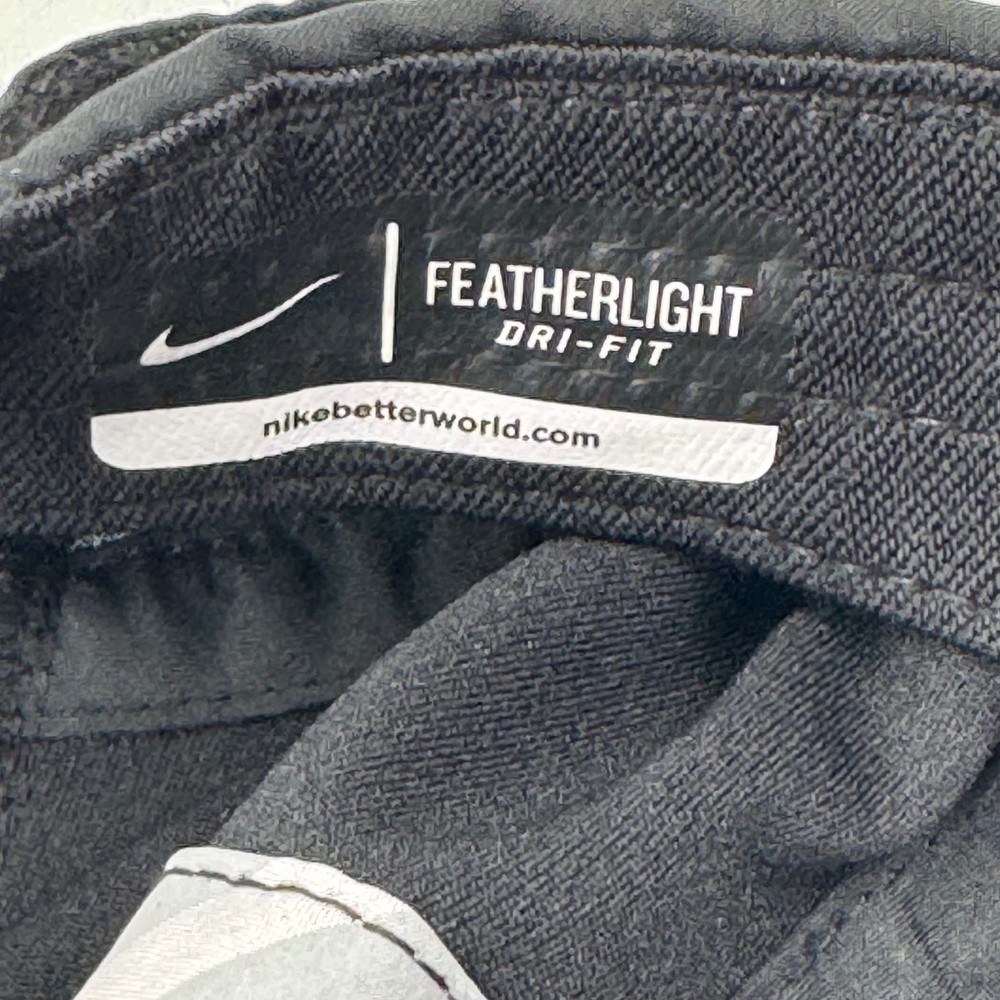 Nike Featherlight 7 Panel Dri-FIT Black Running Hat Cap Adjustable Swoosh Logo