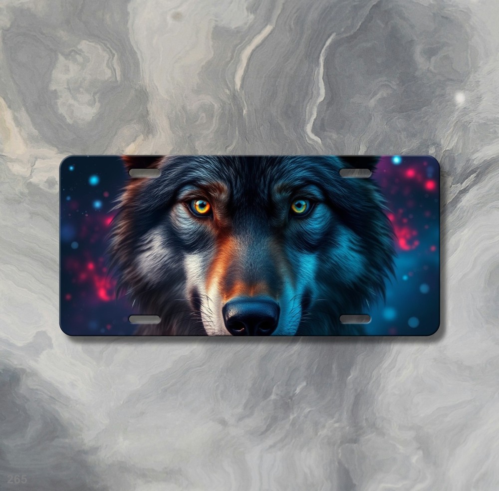 Beautiful Wolf License Plate Optional Text Front Plate Unique Gift