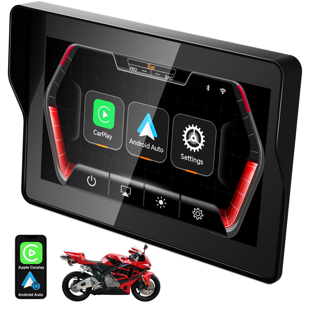 Motorcycle CarPlay/Android Auto 5" IPS Touchscreen GPS-Bluetooth-Weatherproof