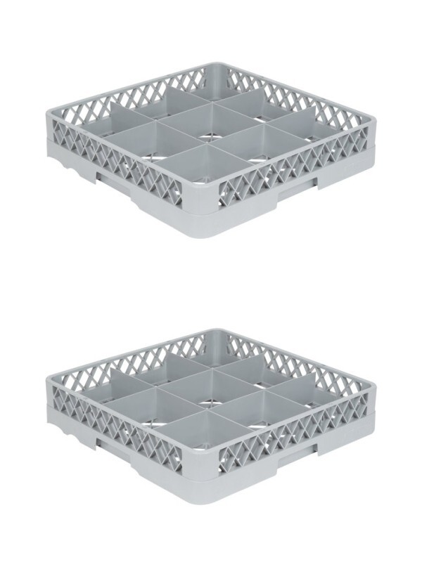 2 PACK Restaurant Dishwasher Full-Size Glass Rack with 9 Compartments