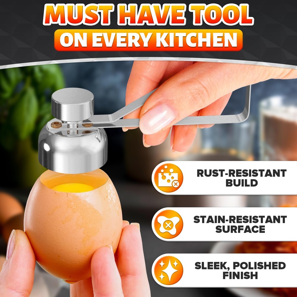 Egg Cracker Tool for Raw Eggs — Egg Shell Opener for Soft-Boiled Shell Tops, ...