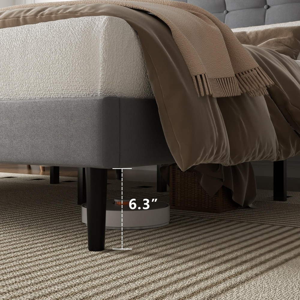 Full Size Bed Frame, Full Size Platform Bed Frame with Upholstered Button Tuf...