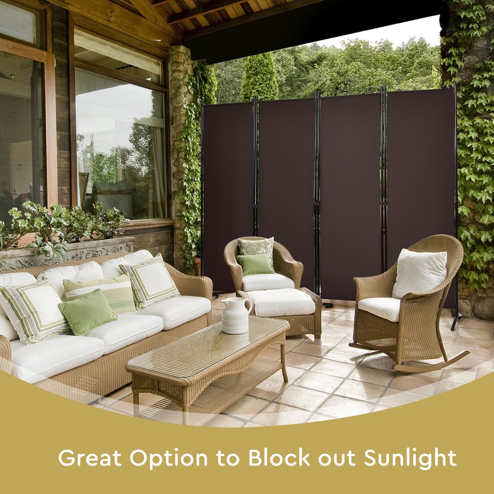 5.6ft Tall Folding Room Divider Freestanding 4-Panel Privacy Screen Brown