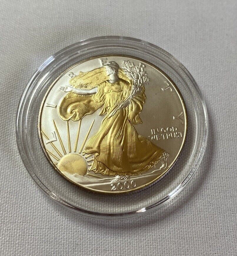 2000 - American Silver Eagle - 24K Gold Gilded - Just Beautiful, Double Sided :