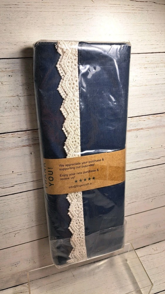 Fingercraft Cloth Table Runner Cotton Linen Blend, Double Layer Sturdy One Navy