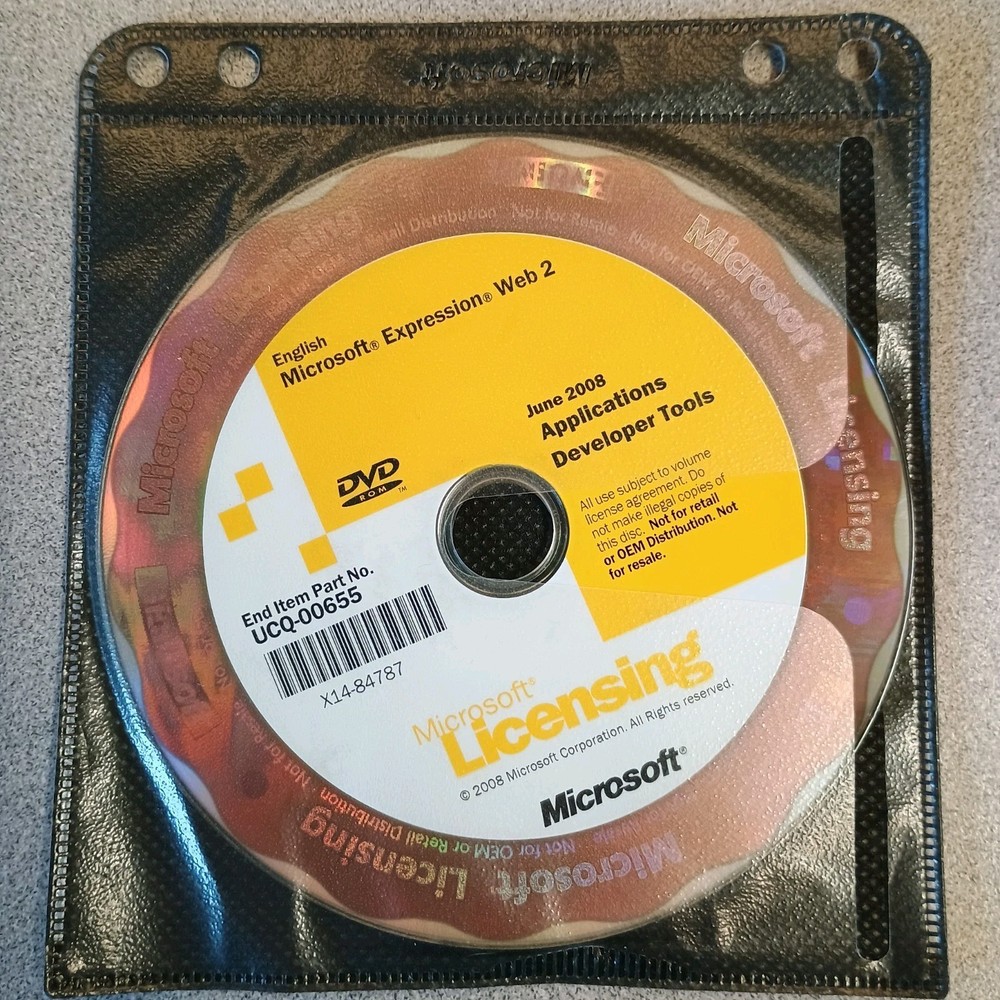 Microsoft Expression Web 2 DVD-ROM 2008 Vista/XP Software Media Set