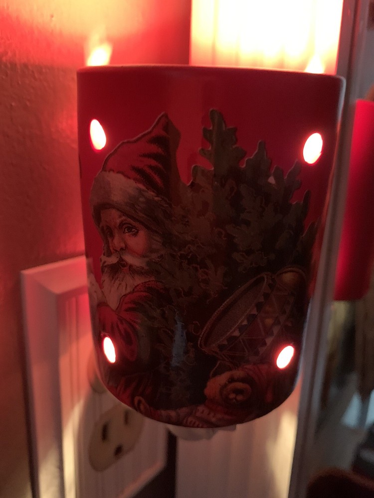 Christmas Santa/Tree Red Round Nightlight Plug in Ceramic
