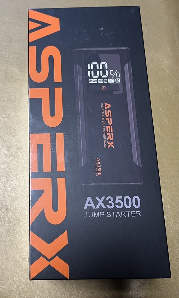 ASPERX AX3500 Portable Car Jump Starter 3500A Peak Current Sealed .