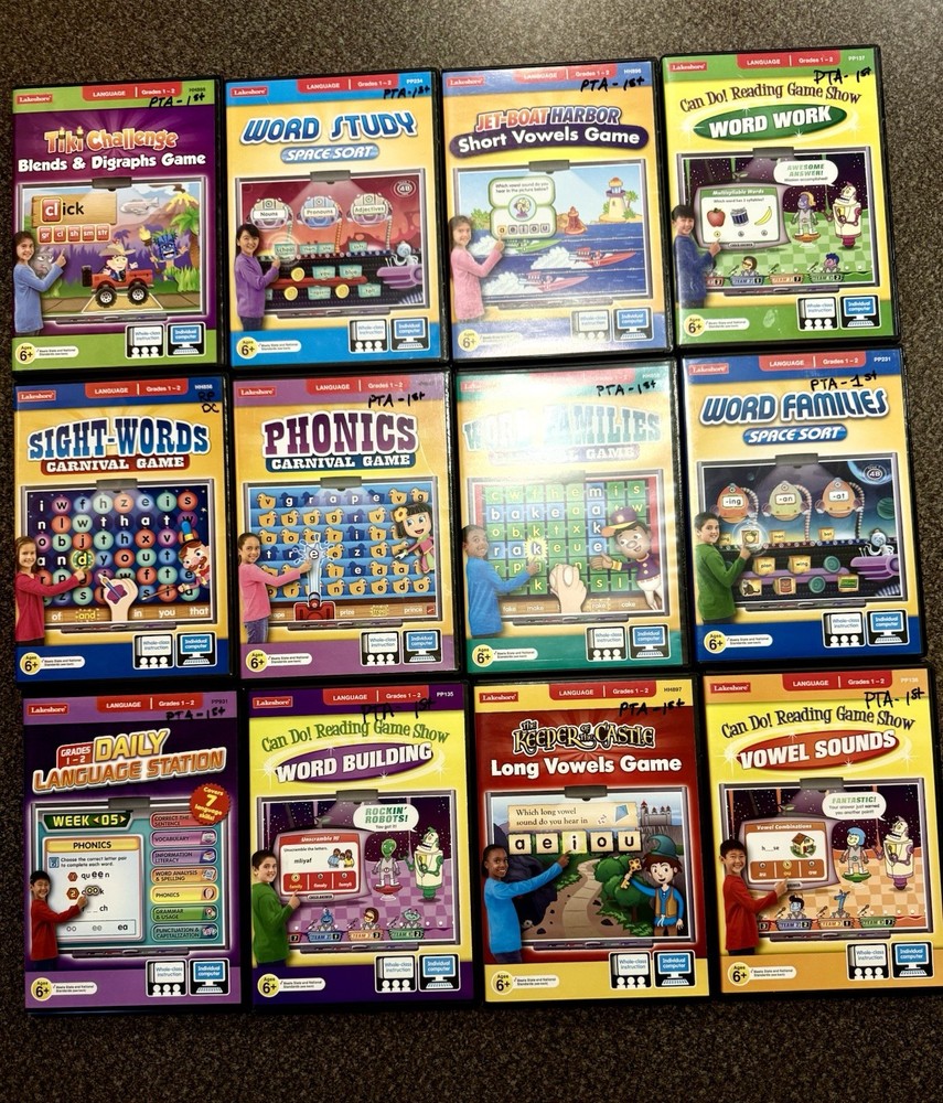 Lot 12 Lakeshore Interactive Educational Games Lot PC/Mac CD Rom Elementary 6+