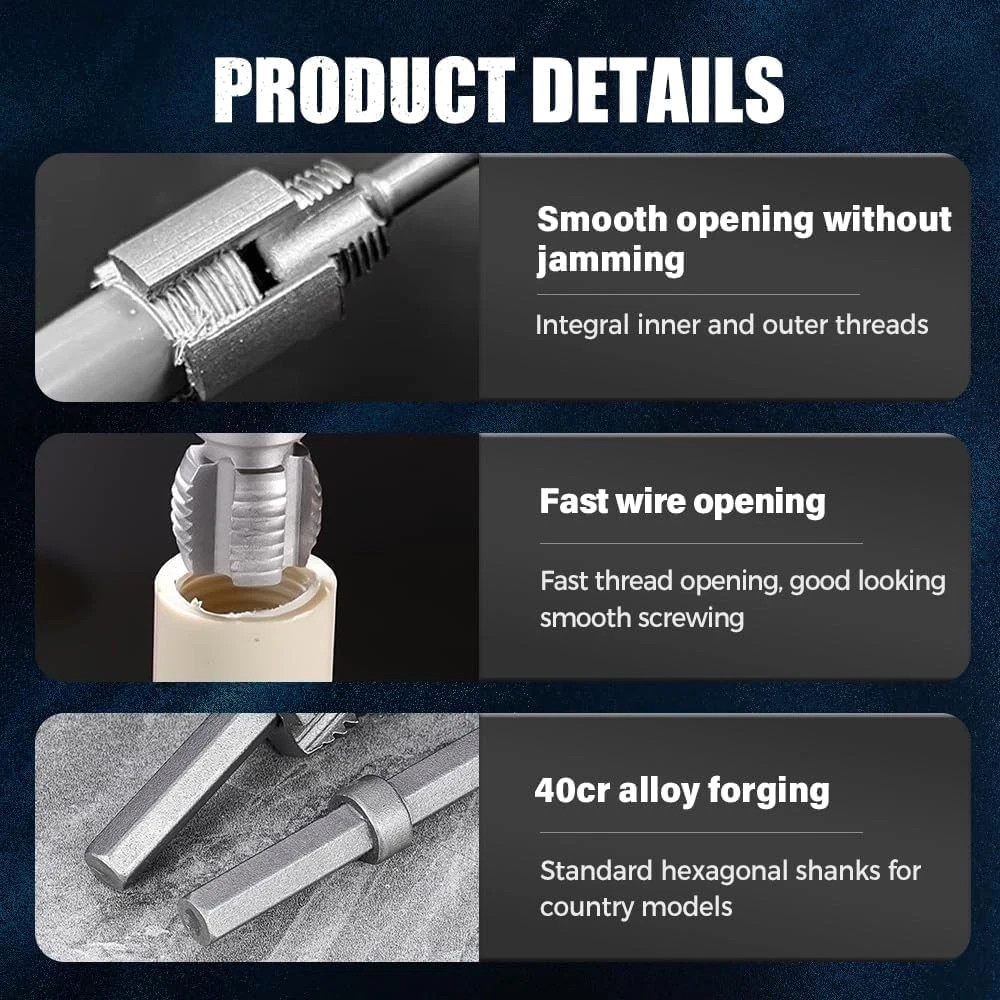2Pcs 1/2''&3/4'' Water Pipe Integrated Internal & External Pipe Threading Tool