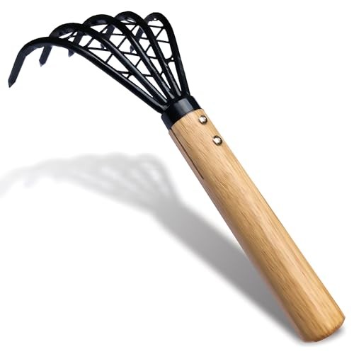 Garden Rake 5-Claw Landscape Dethatcher Thatching Beach Combing Rake for brown