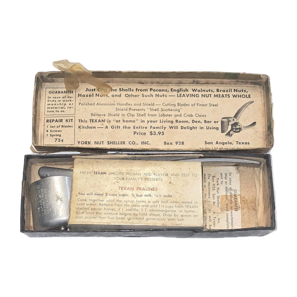 Vintage Texan Nut Sheller Nutcracker in Original Box