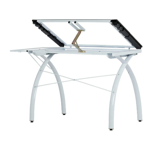 Table Drafting Glass Adjustable Tempered Top Storage Black Drawers Printing New