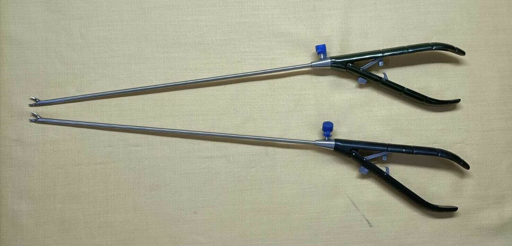 2pc Laparoscopic Needle Holder Curved Jaw 5mm Black Handle Reusable Instruments