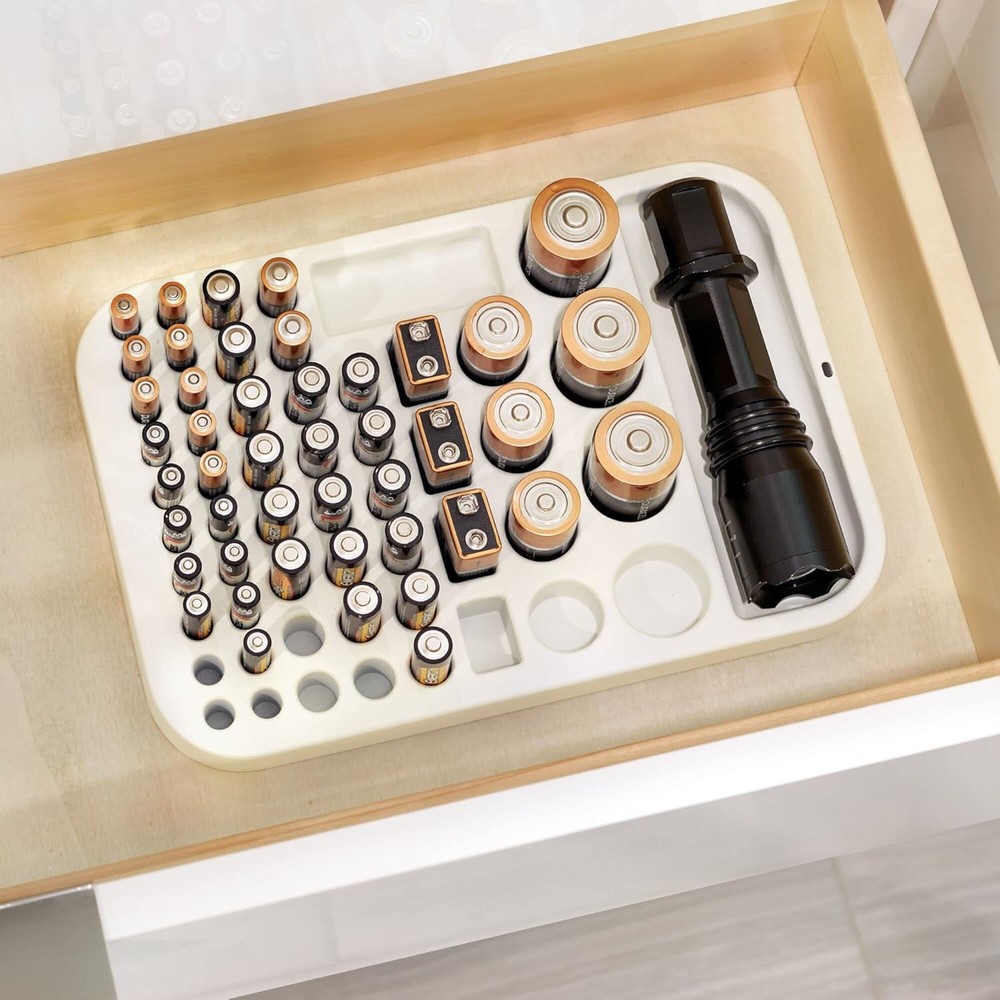 iDesign Recycled Plastic Divided Battery Organizer Insert, Insert