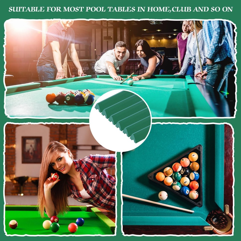 8 Ft Pool Table Replacement Felt Green 6 Strips 6 Rubber Bumpers REPL KIT