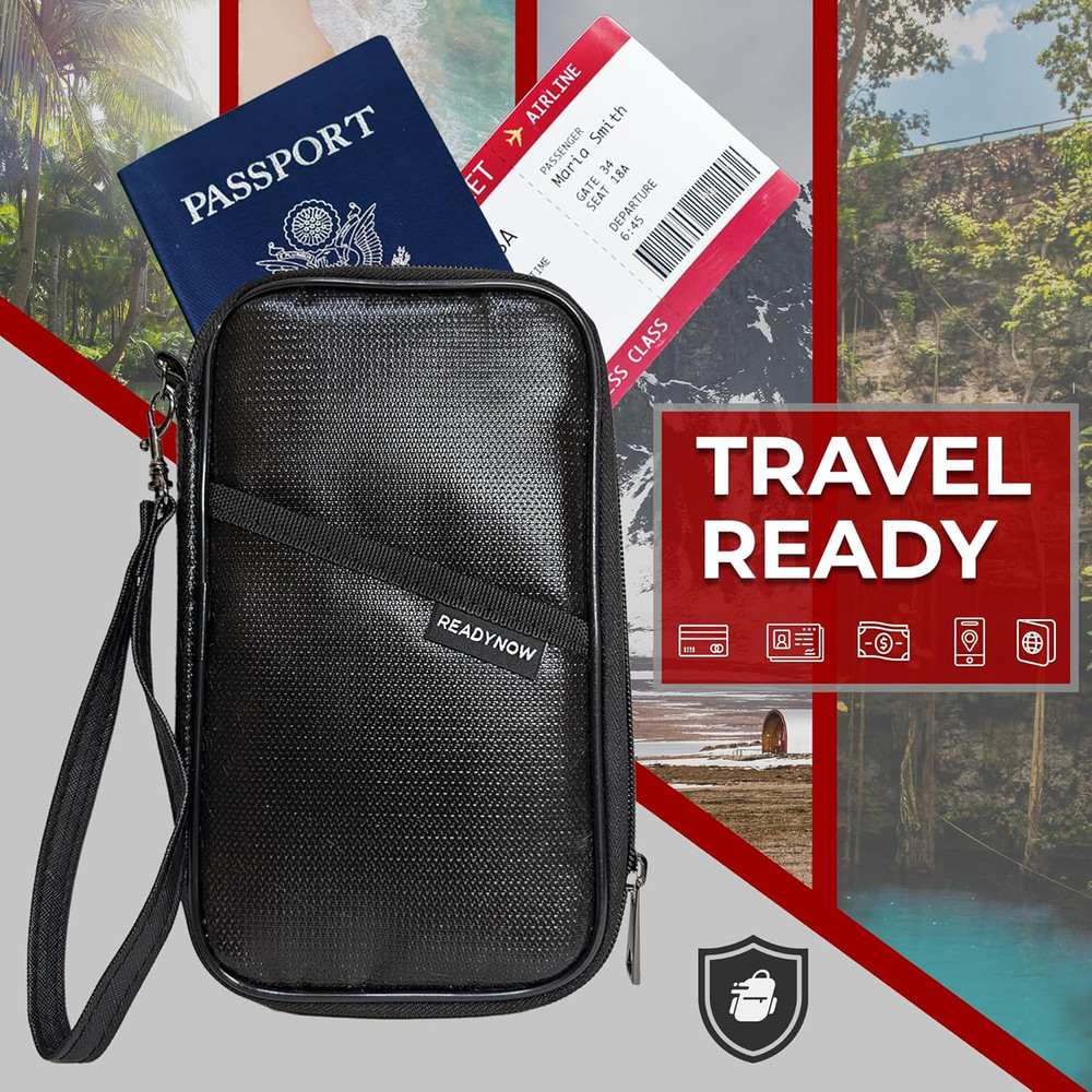 Fireproof Travel RFID Blocking Passport Holder Wallet Multi-Functional Organizer