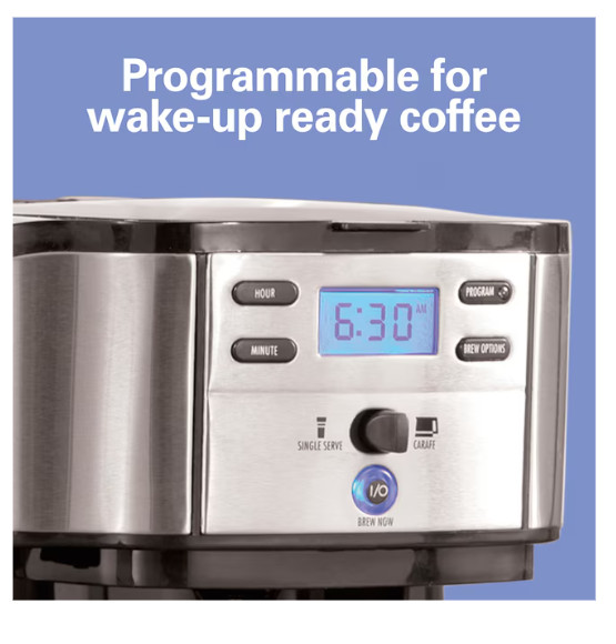 Hamilton Beach 2-Way Coffee Maker 12 Cup Single Serve Programmable Black