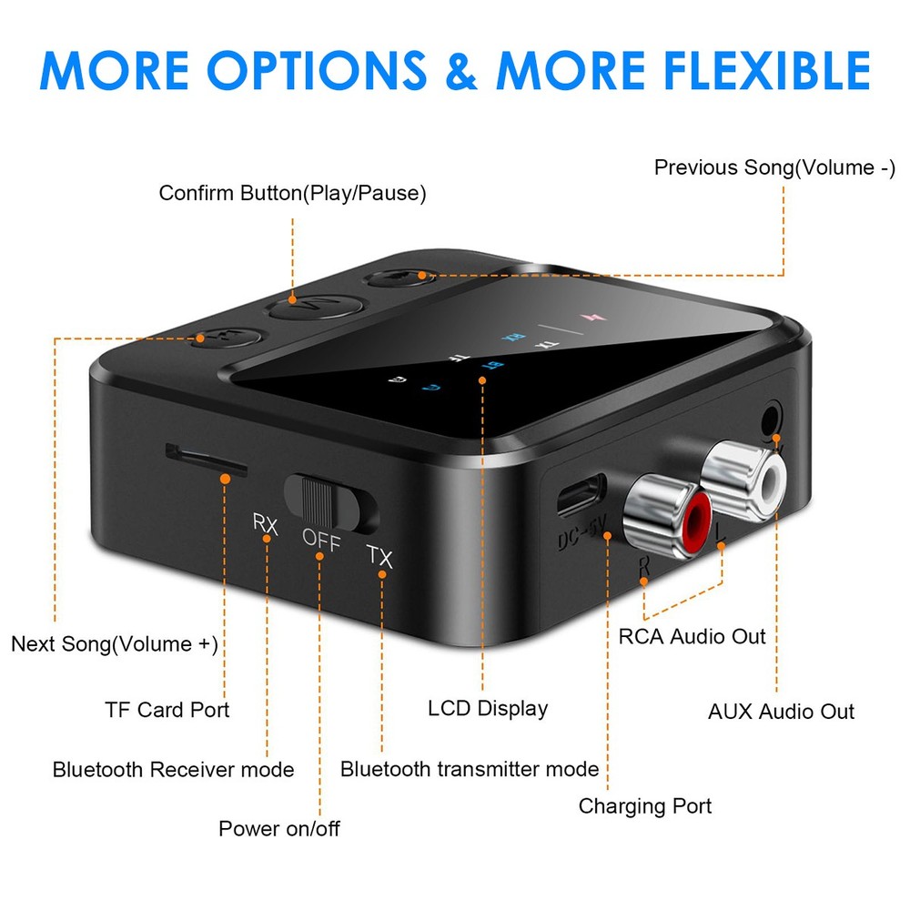 Bluetooth 5.4 Wireless Transmitter Receiver HiFi Audio Music Adapter AUX RCA ..