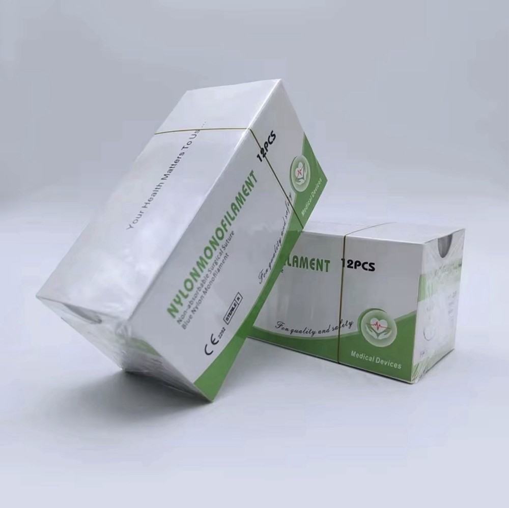 3/0 Nylon Monofilament Sutures Training Sterile Threads & Needles Pack 12 Pcs