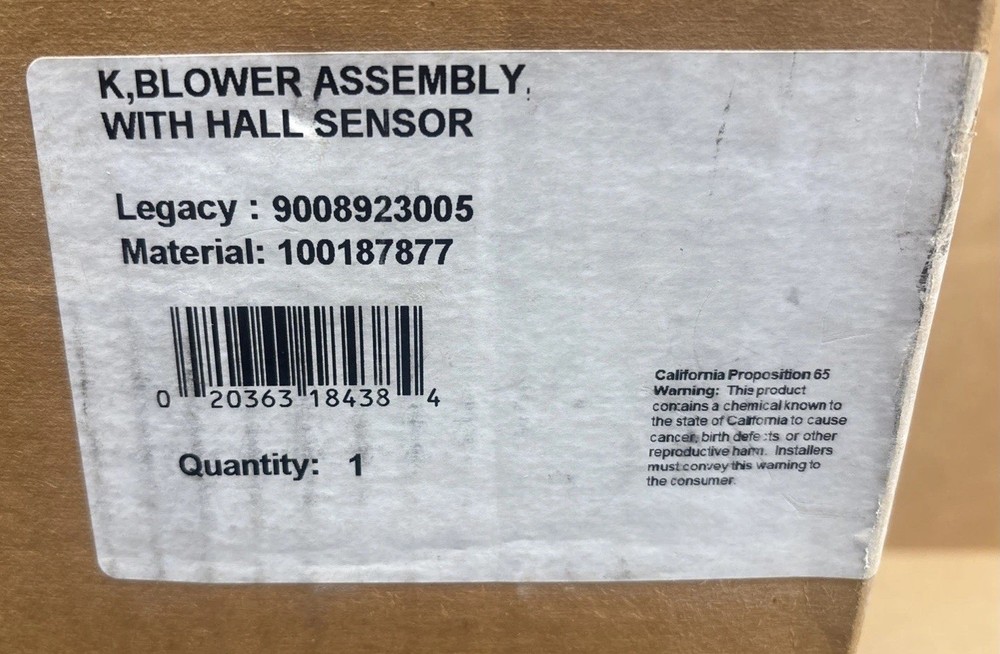 100187877 A.O. Smith Blower Assembly w/ Hall Sensor 9008923005 Fasco 70430109
